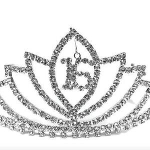 Sweet 16 Birthday Silver Rhinestone Tiara Crown Keepsake Gift